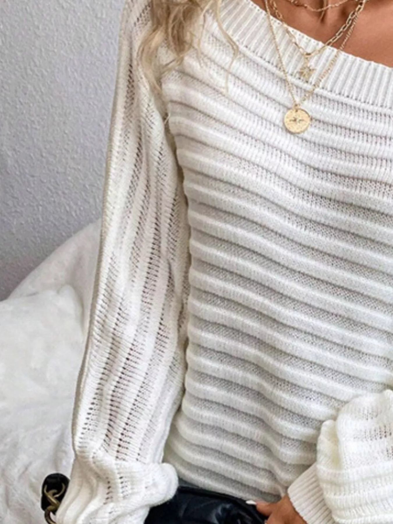 One Shoulder Ribbed Knit Sweater STYLE SOURCE