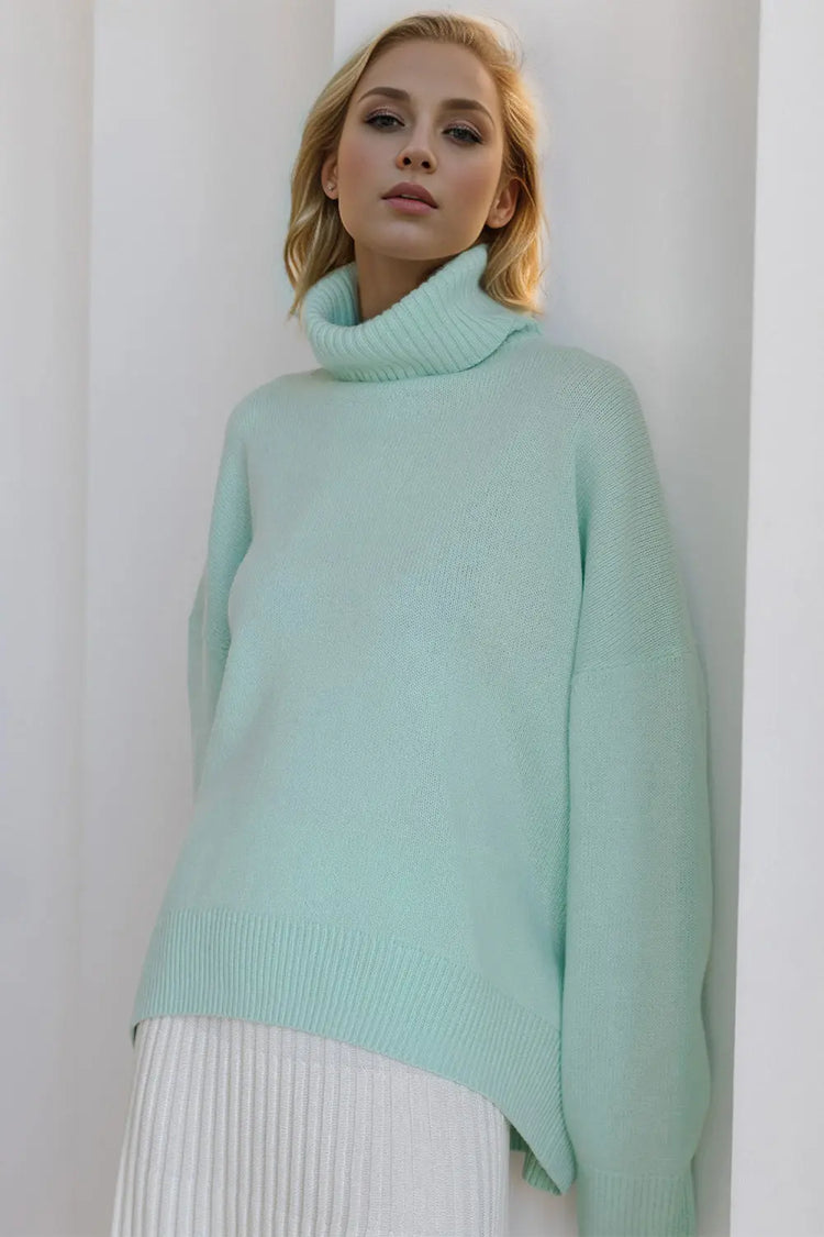 Basic Bae Turtleneck Dropped Shoulder Long Sleeve Sweater STYLE SOURCE