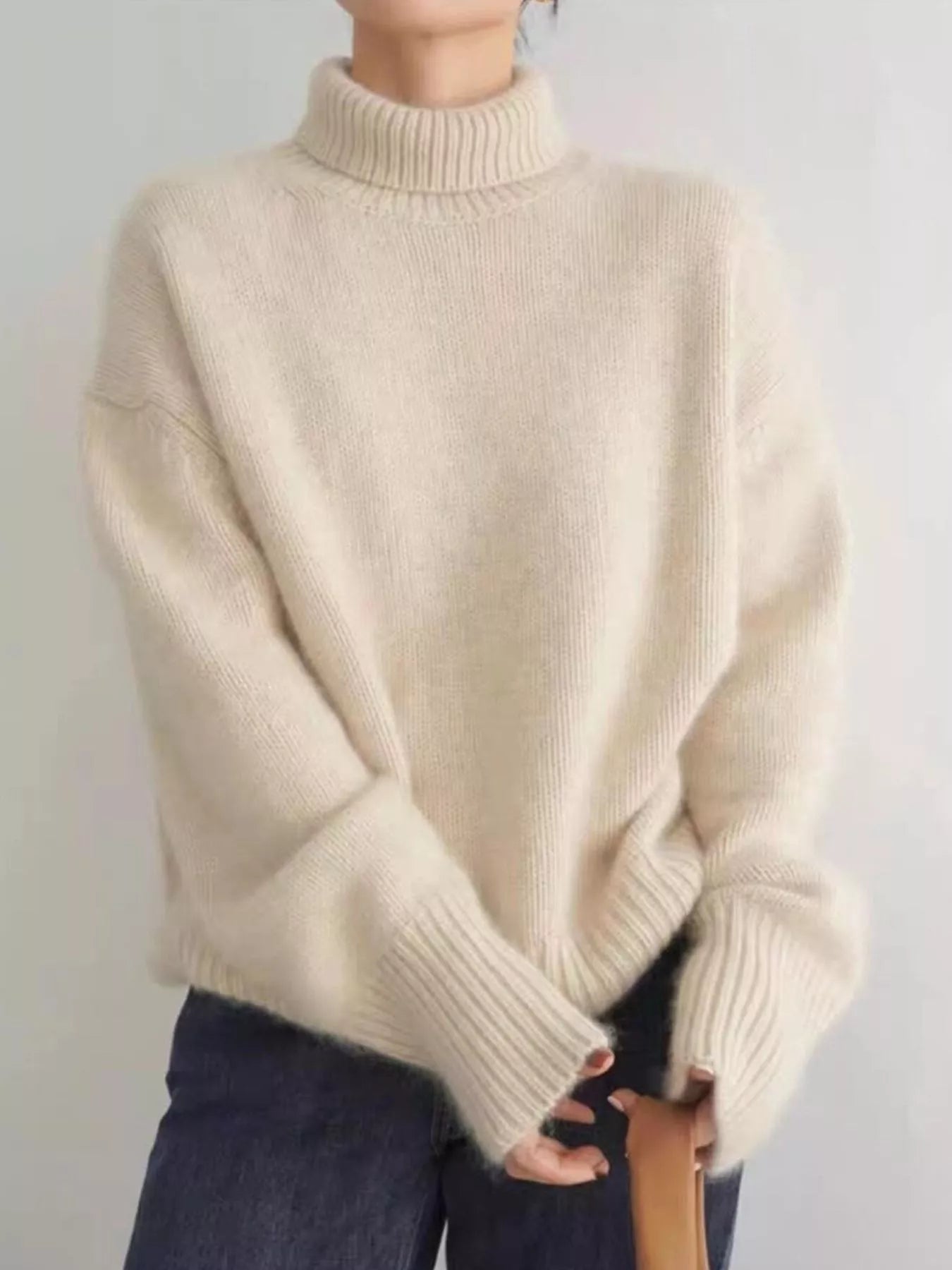 Turtleneck Dropped Shoulder Sweater STYLE SOURCE
