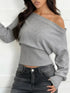 One Shoulder Cropped Sweater STYLE SOURCE