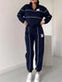 Full Size Striped Quarter Zip Top and Pants Set Plus Size STYLE SOURCE