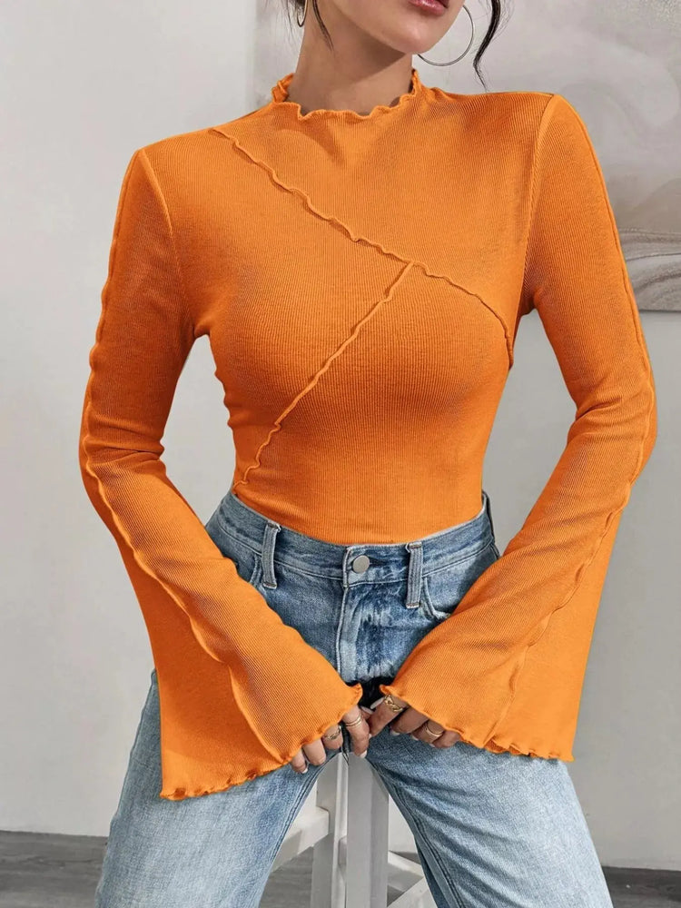 Lettuce Edge Flare Sleeve Top STYLE SOURCE