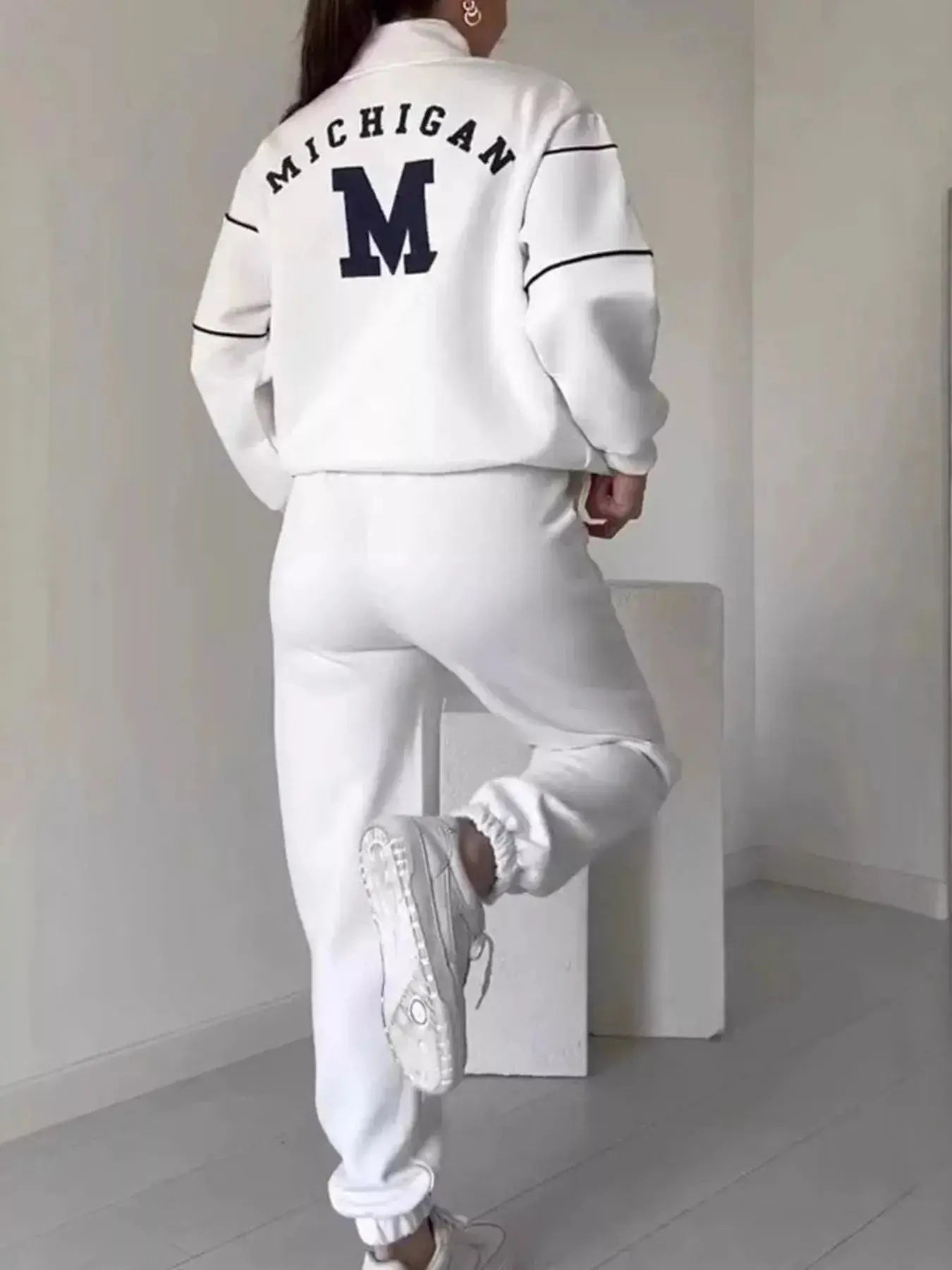 Full Size Striped Quarter Zip Top and Pants Set Plus Size STYLE SOURCE
