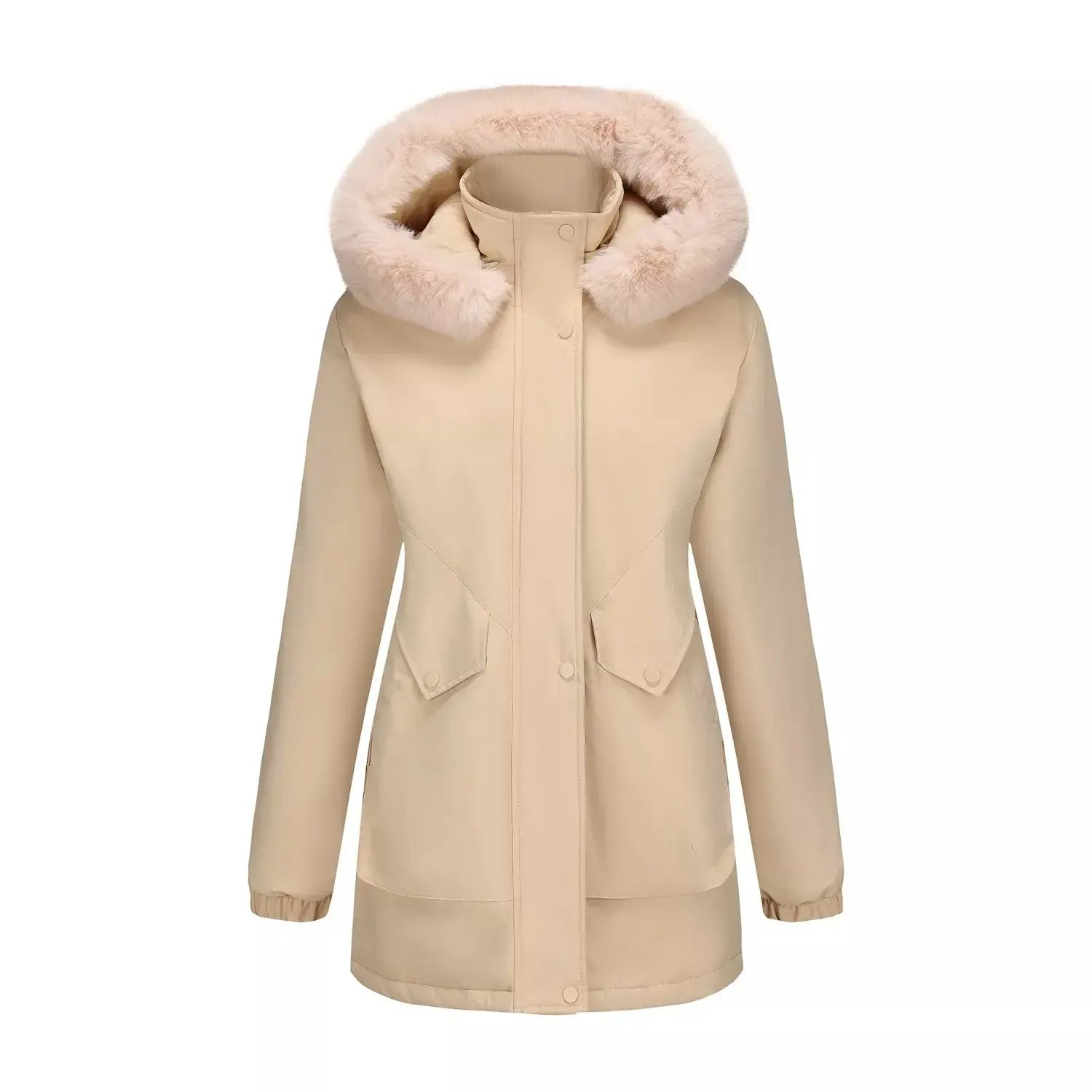 Full Size Fur Hooded Warm Winter Parka Outerwear Plus Size STYLE SOURCE
