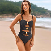 Cutout Ruched Sweetheart Neck One-Piece Swimwear STYLE SOURCE