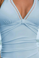 Double Spaghetti Strap One-Piece Swimwear STYLE SOURCE