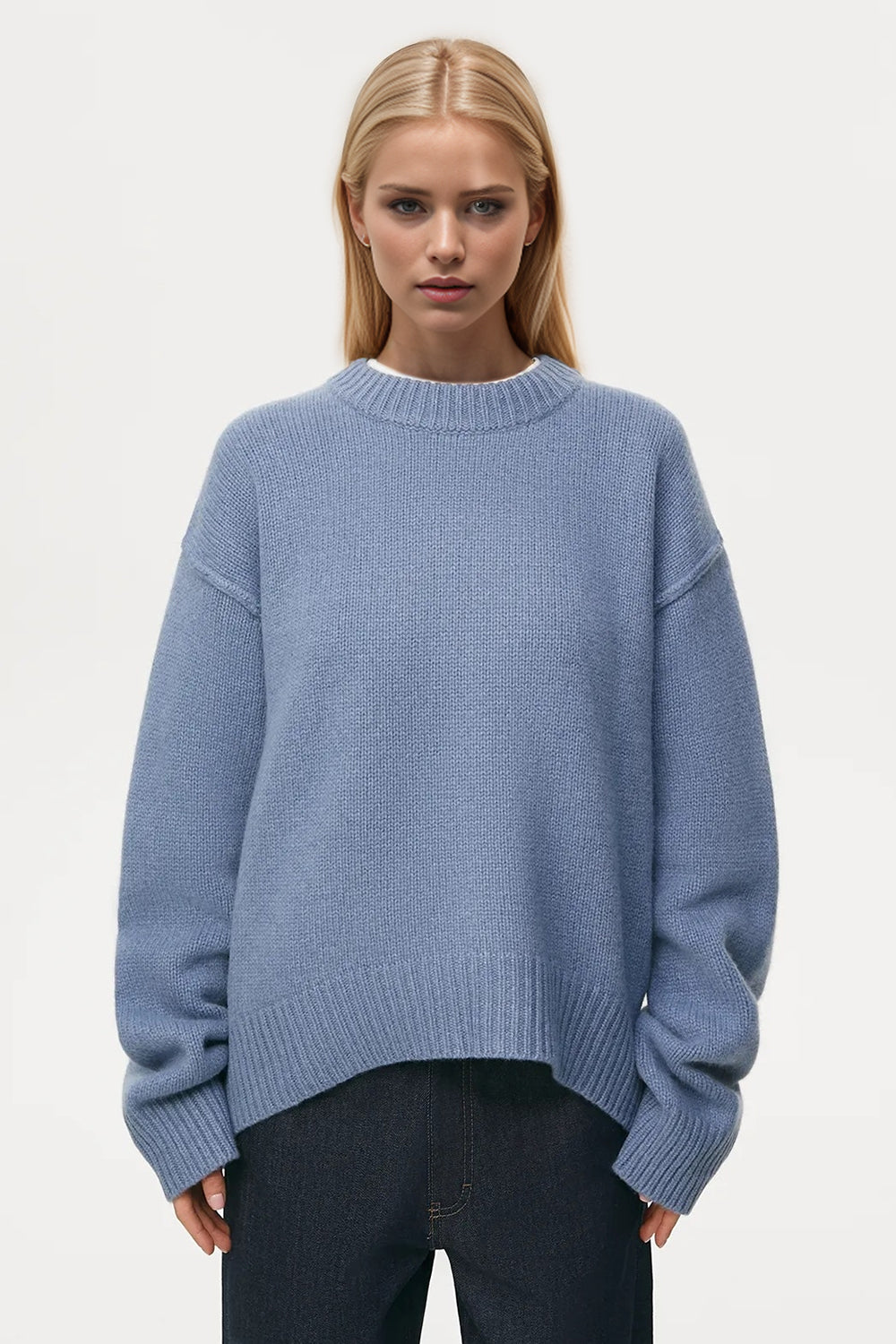 Basic Bae Round Neck Dropped Shoulder Sweater STYLE SOURCE