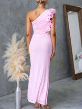 One-Shoulder Floral Trim Sleeveless Maxi Dress STYLE SOURCE