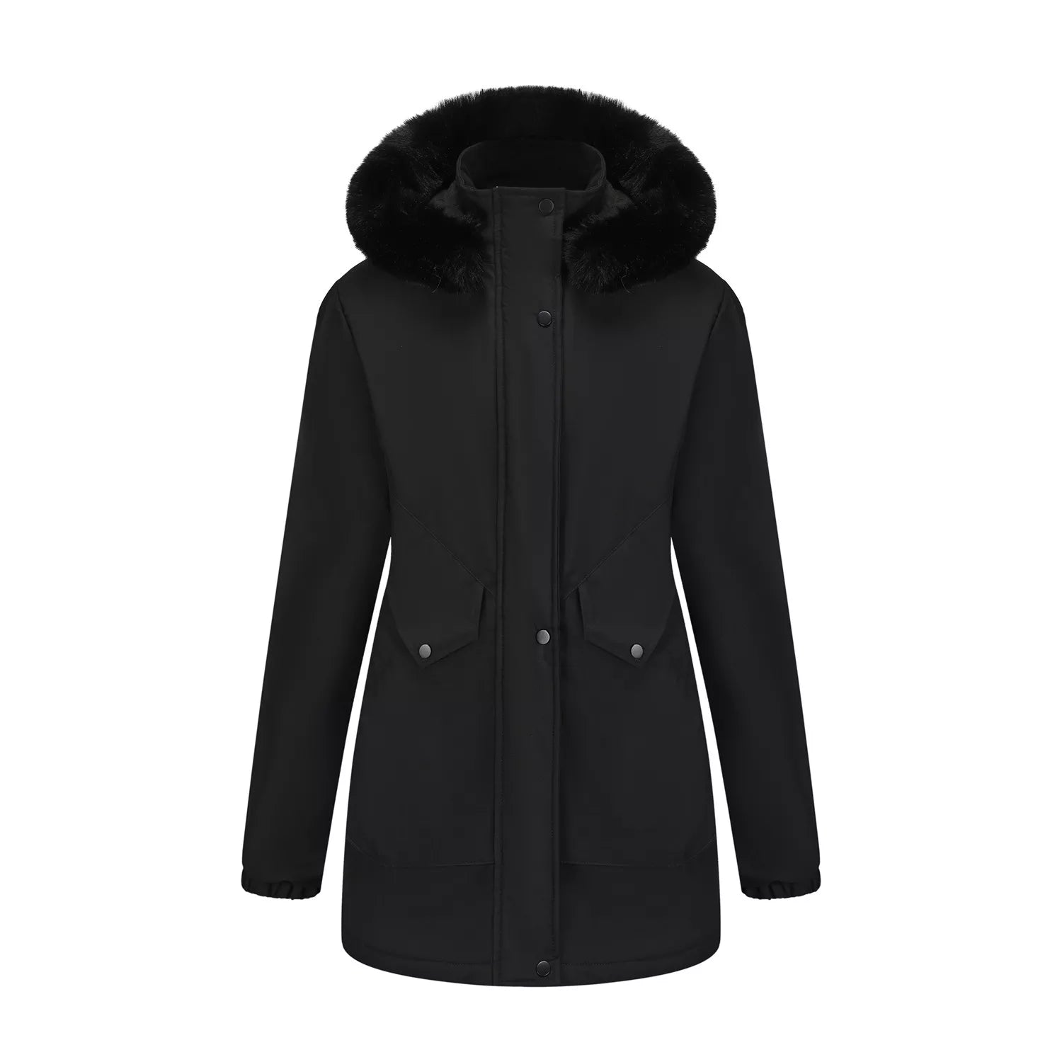 Full Size Fur Hooded Warm Winter Parka Outerwear Plus Size STYLE SOURCE