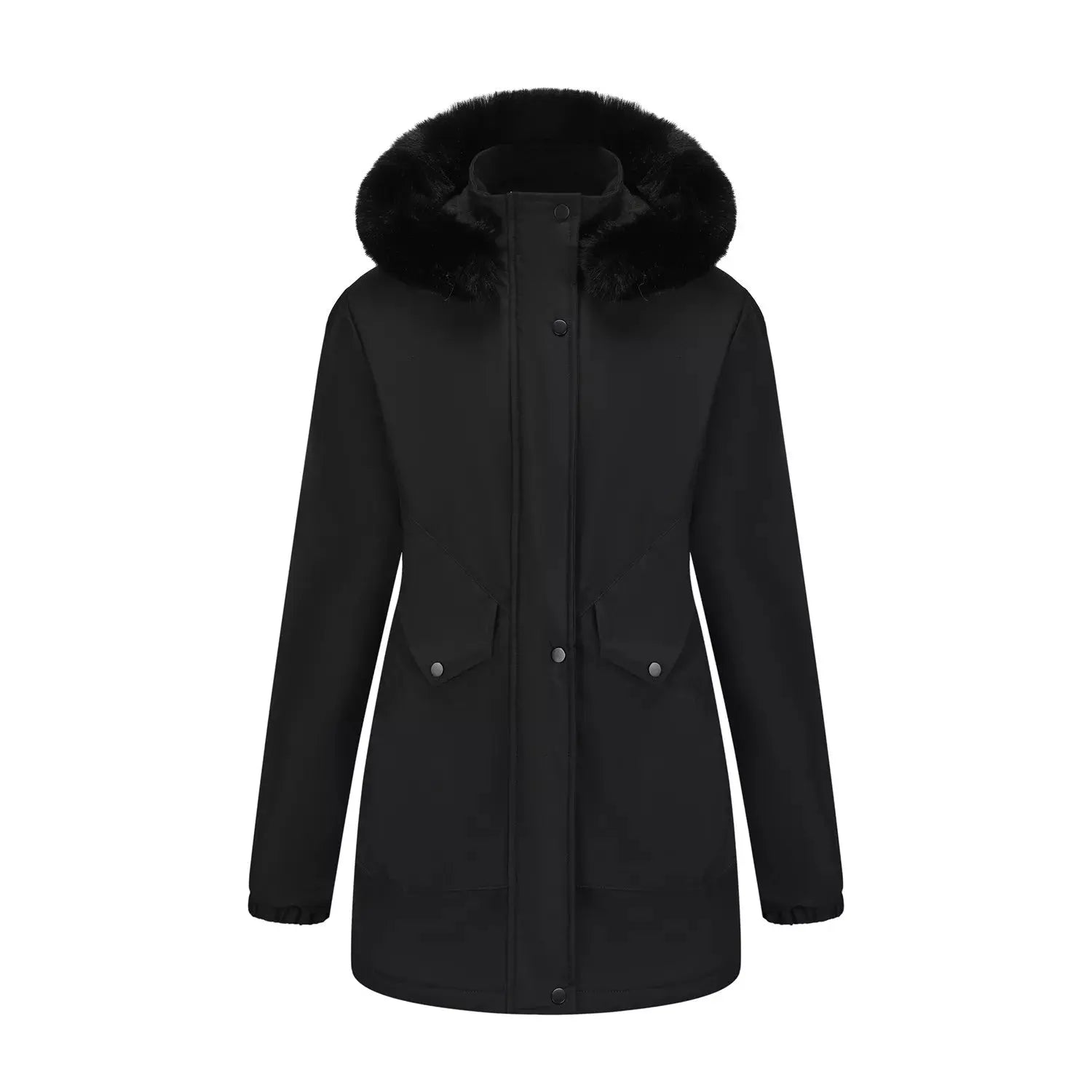 Full Size Fur Hooded Warm Winter Parka Outerwear Plus Size STYLE SOURCE