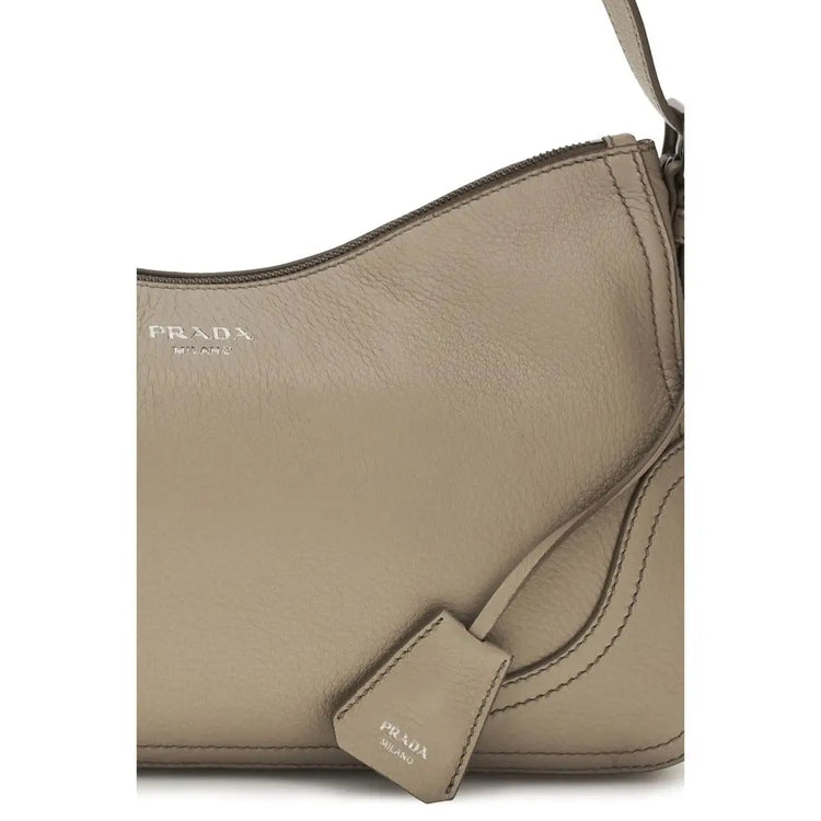 Prada Gray Calf Leather Bos Taurus Shoulder Bag Prada