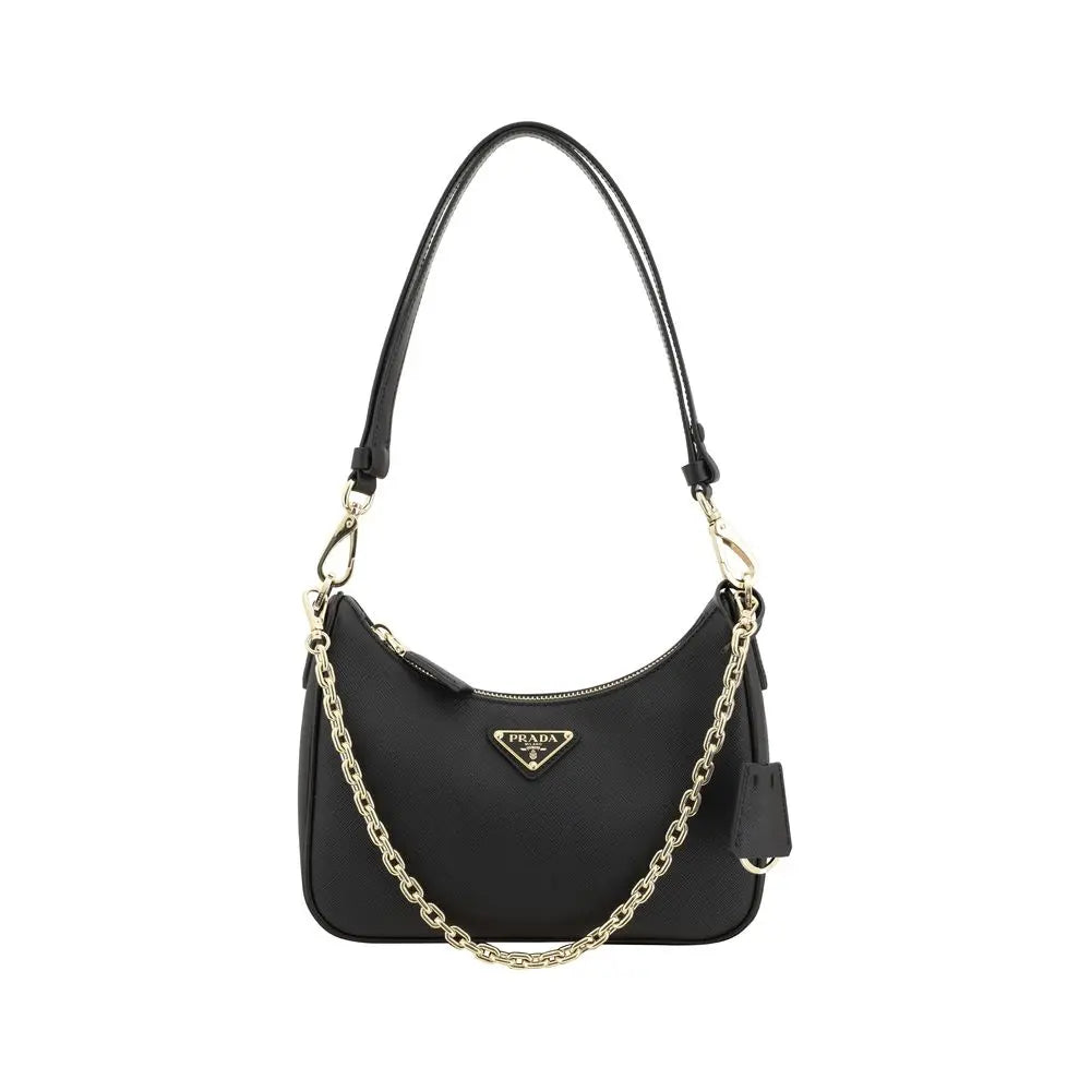 Prada Black Calf Leather Bos Taurus Shoulder Bag STYLE SOURCE