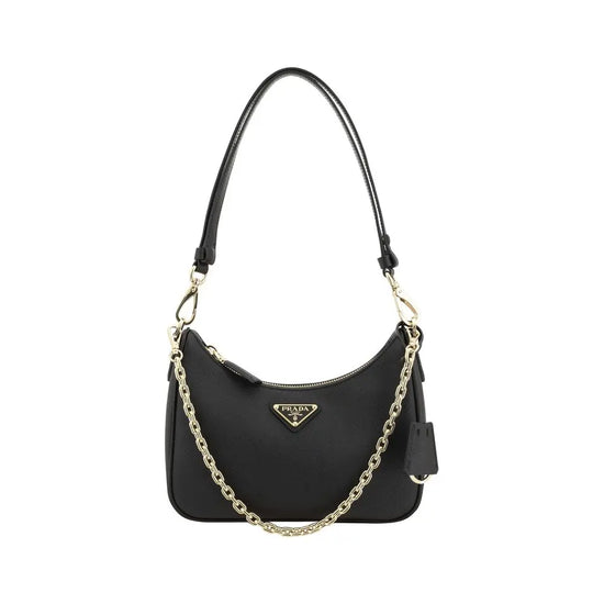 Prada Black Calf Leather Bos Taurus Shoulder Bag STYLE SOURCE