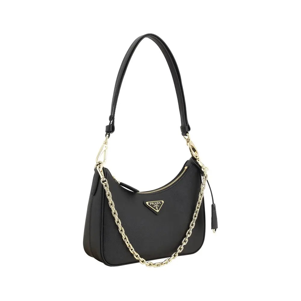 Prada Black Calf Leather Bos Taurus Shoulder Bag STYLE SOURCE