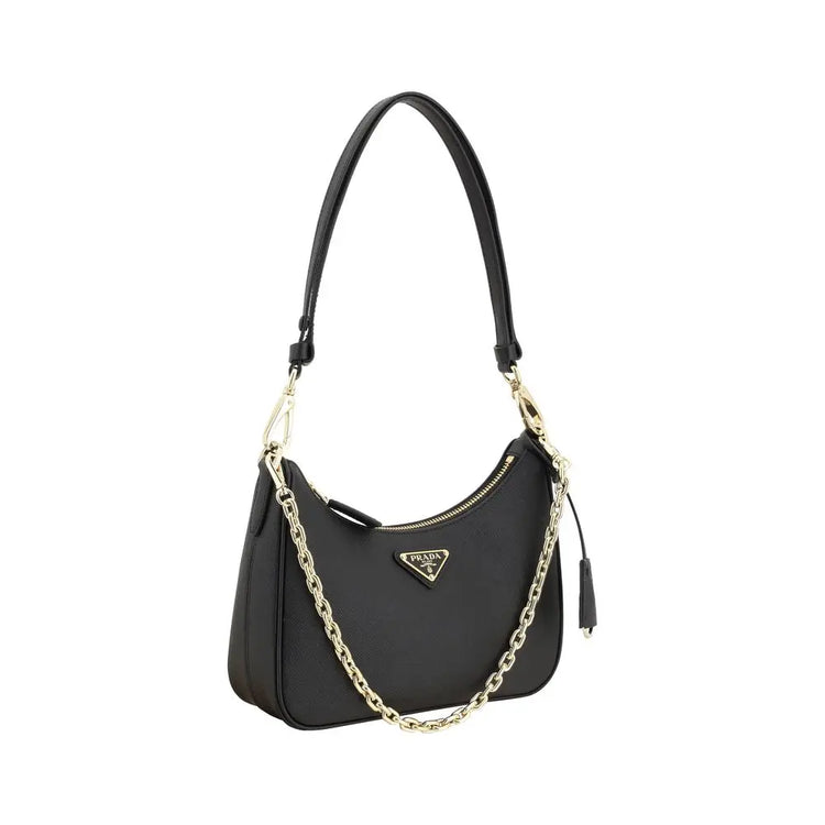Prada Black Calf Leather Bos Taurus Shoulder Bag STYLE SOURCE