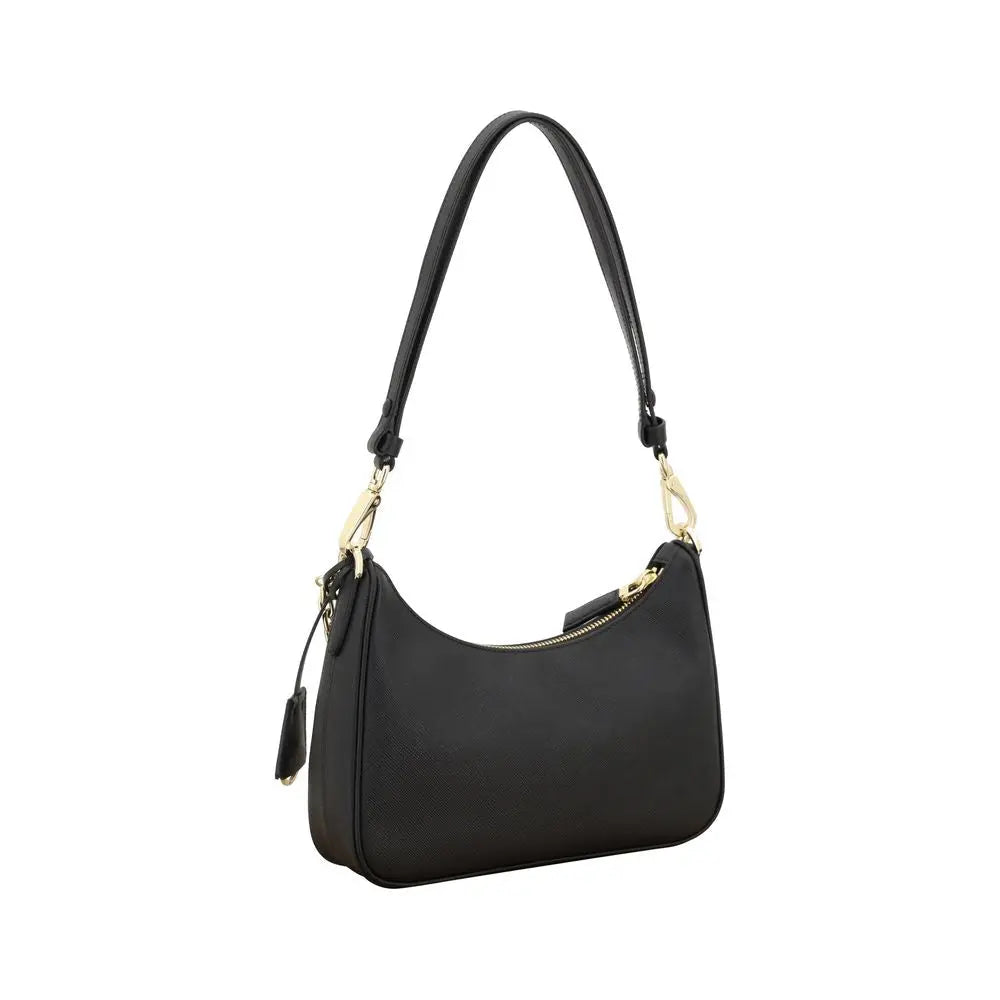 Prada Black Calf Leather Bos Taurus Shoulder Bag STYLE SOURCE