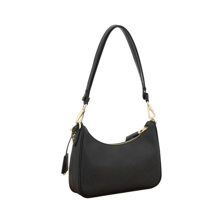 Prada Black Calf Leather Bos Taurus Shoulder Bag STYLE SOURCE