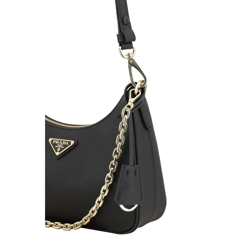 Prada Black Calf Leather Bos Taurus Shoulder Bag STYLE SOURCE
