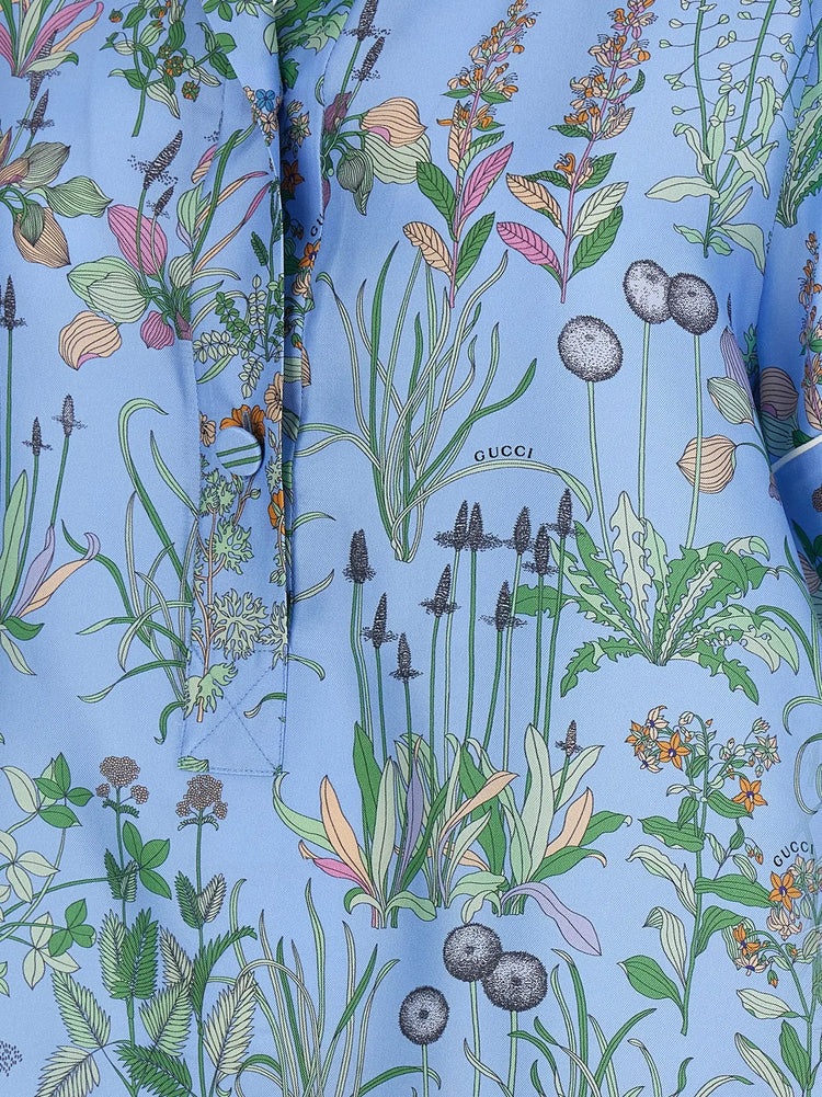 Gucci Blue Silk Blouse Gucci