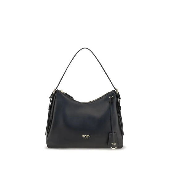 Prada Black Calf Leather Bos Taurus Shoulder Bag STYLE SOURCE