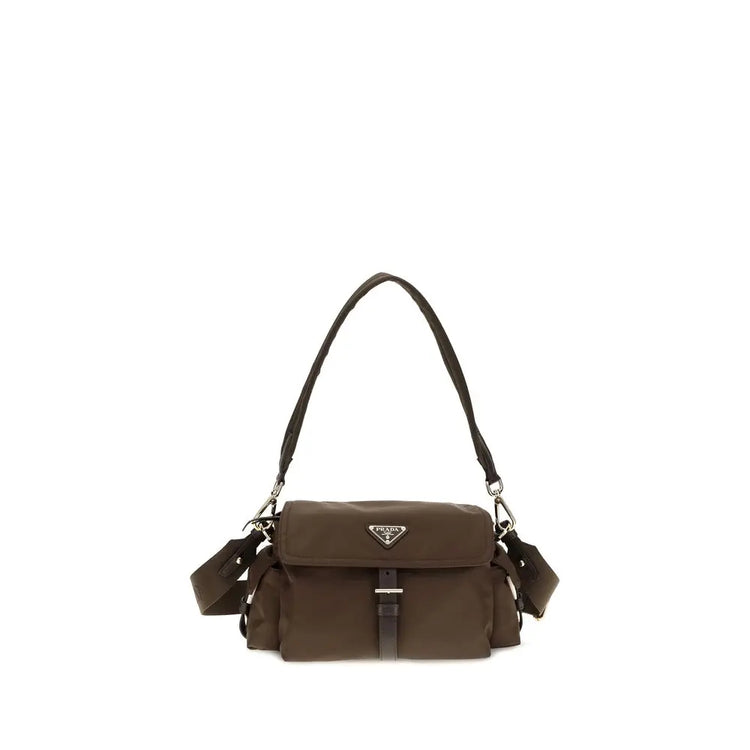 Prada Brown Recycled Polyamide Shoulder Bag Prada