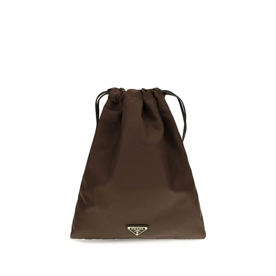 Prada Brown Polyamide Clutch Bag Prada