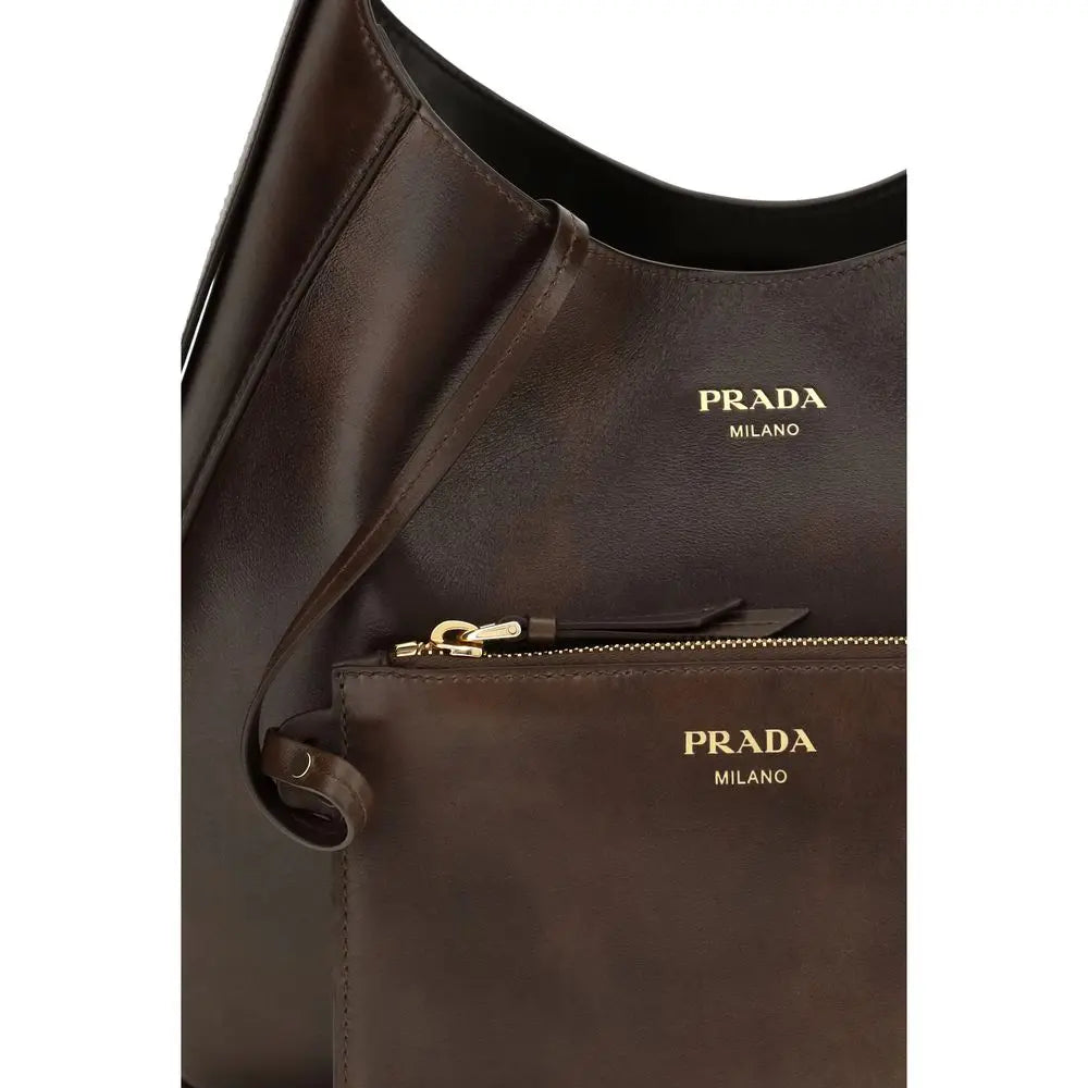 Prada Brown Calf Leather Bos Taurus Shoulder Bag Prada