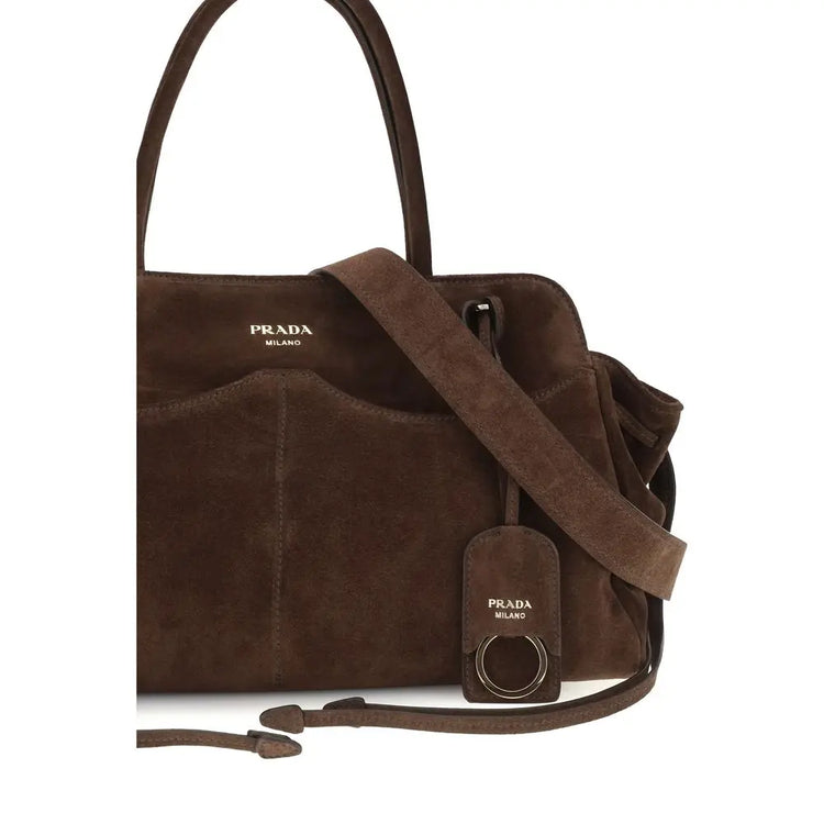 Prada Brown Suede Leather Shoulder Bag Prada