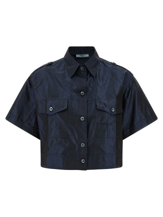 Prada Blue Silk Blouse STYLE SOURCE