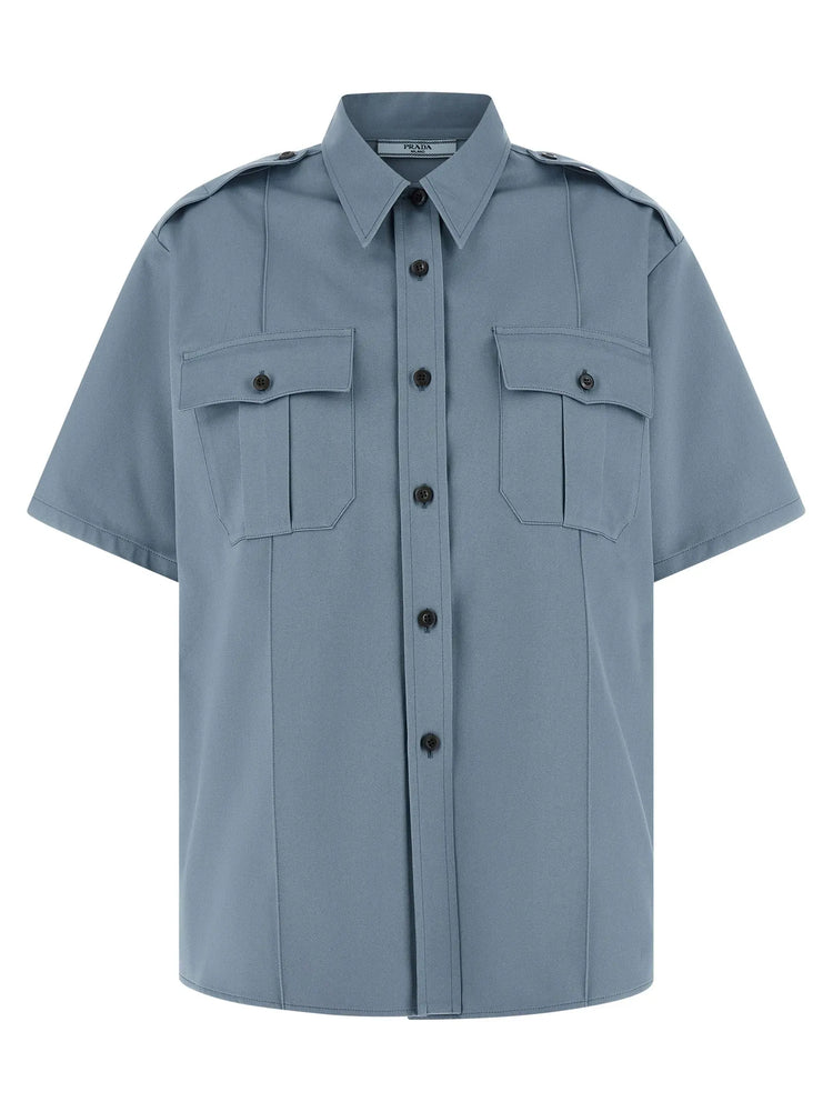 Prada Blue Cotton Blouse Prada