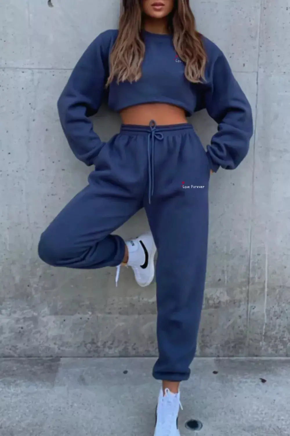 Round Neck Sweatshirt and Joggers Set STYLE SOURCE