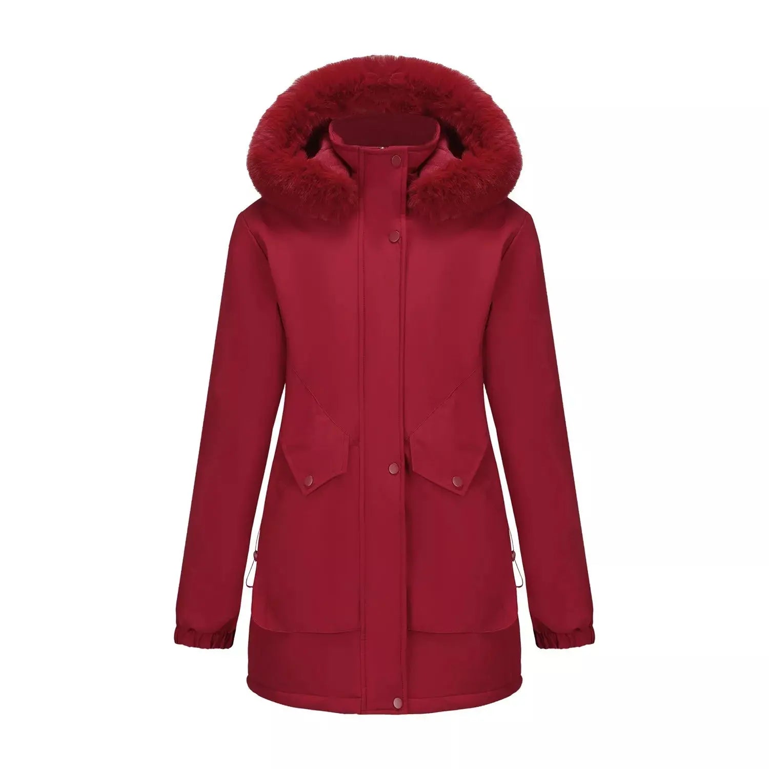 Full Size Fur Hooded Warm Winter Parka Outerwear Plus Size STYLE SOURCE