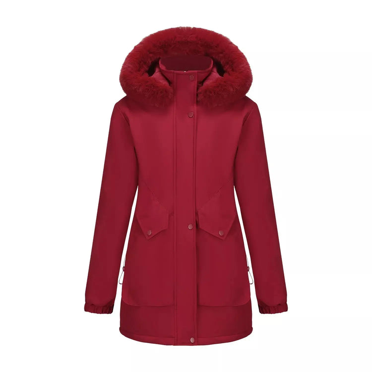 Full Size Fur Hooded Warm Winter Parka Outerwear Plus Size STYLE SOURCE