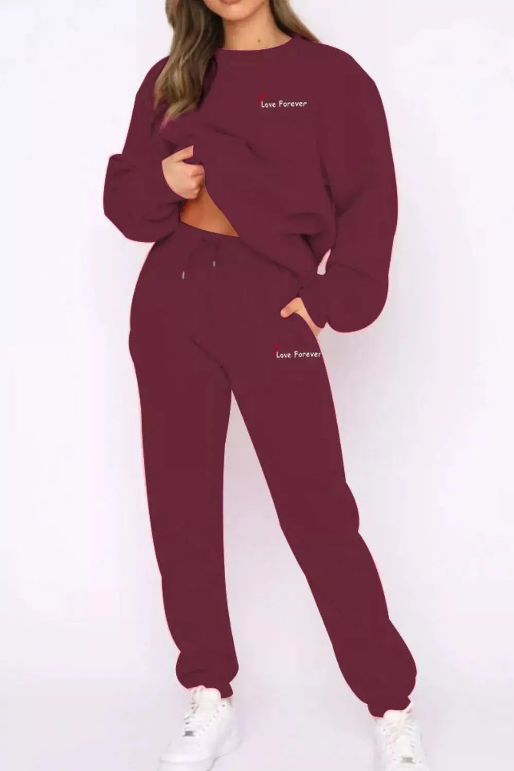 Round Neck Sweatshirt and Joggers Set STYLE SOURCE