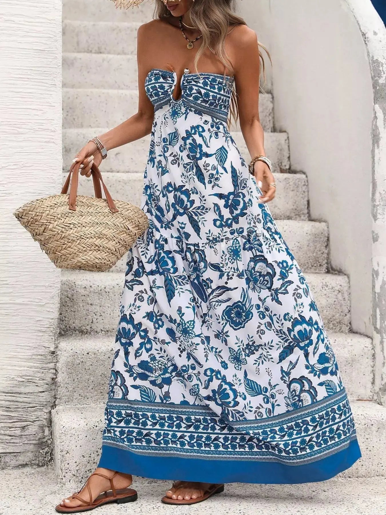 Floral Print Strapless Maxi Dress STYLE SOURCE