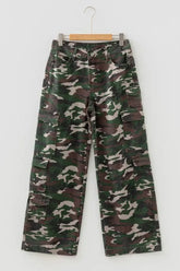 Camo Denim Cargo Wide Leg Pants STYLE SOURCE