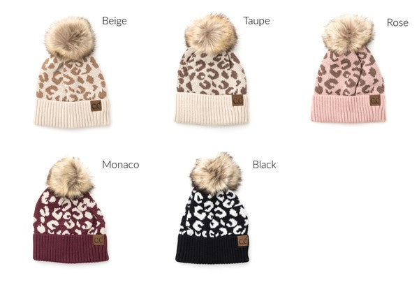 Leopard Fur Pom Beanie STYLE SOURCE