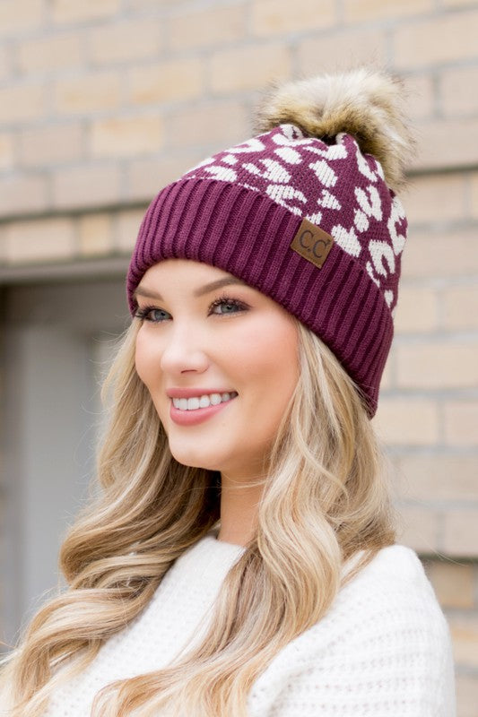 Leopard Fur Pom Beanie STYLE SOURCE