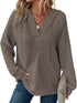 Full Size Button Detail Waffle Knit Hoodie Plus Size STYLE SOURCE