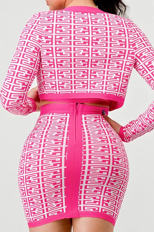ATHINA PRINTED BARBIE PINK THREE PIECE SET STYLE SOURCE