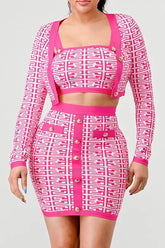ATHINA PRINTED BARBIE PINK THREE PIECE SET STYLE SOURCE