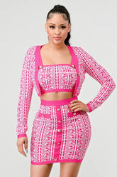 ATHINA PRINTED BARBIE PINK THREE PIECE SET STYLE SOURCE