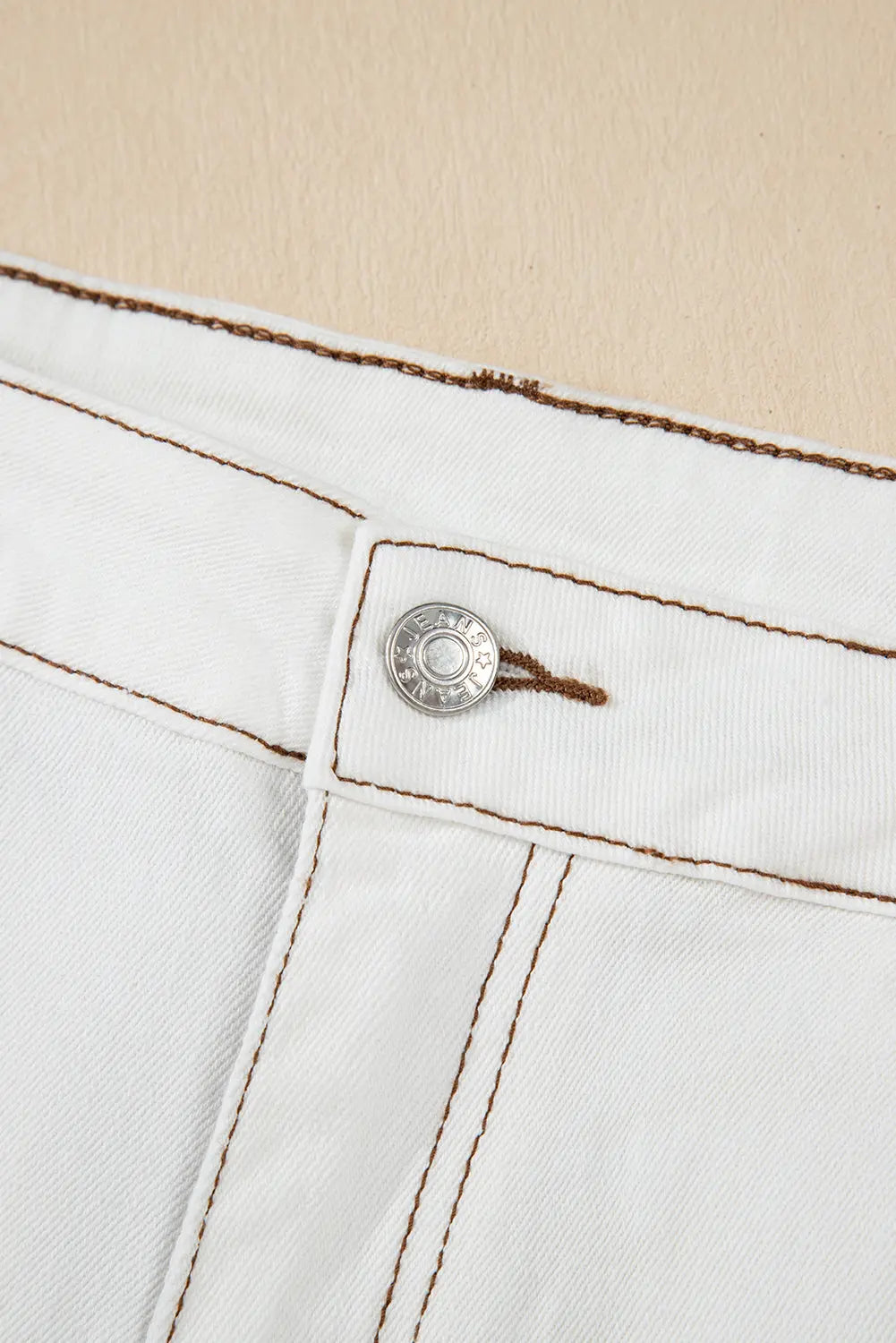 White Raw Hem High Waist Denim Shorts STYLE SOURCE