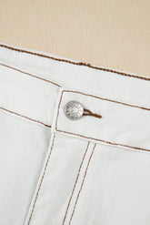 White Raw Hem High Waist Denim Shorts STYLE SOURCE