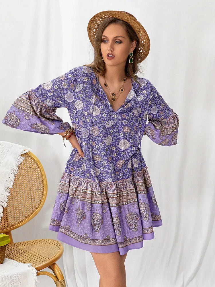 Plus Size Floral Print Ruffle Hem Mini Dress STYLE SOURCE