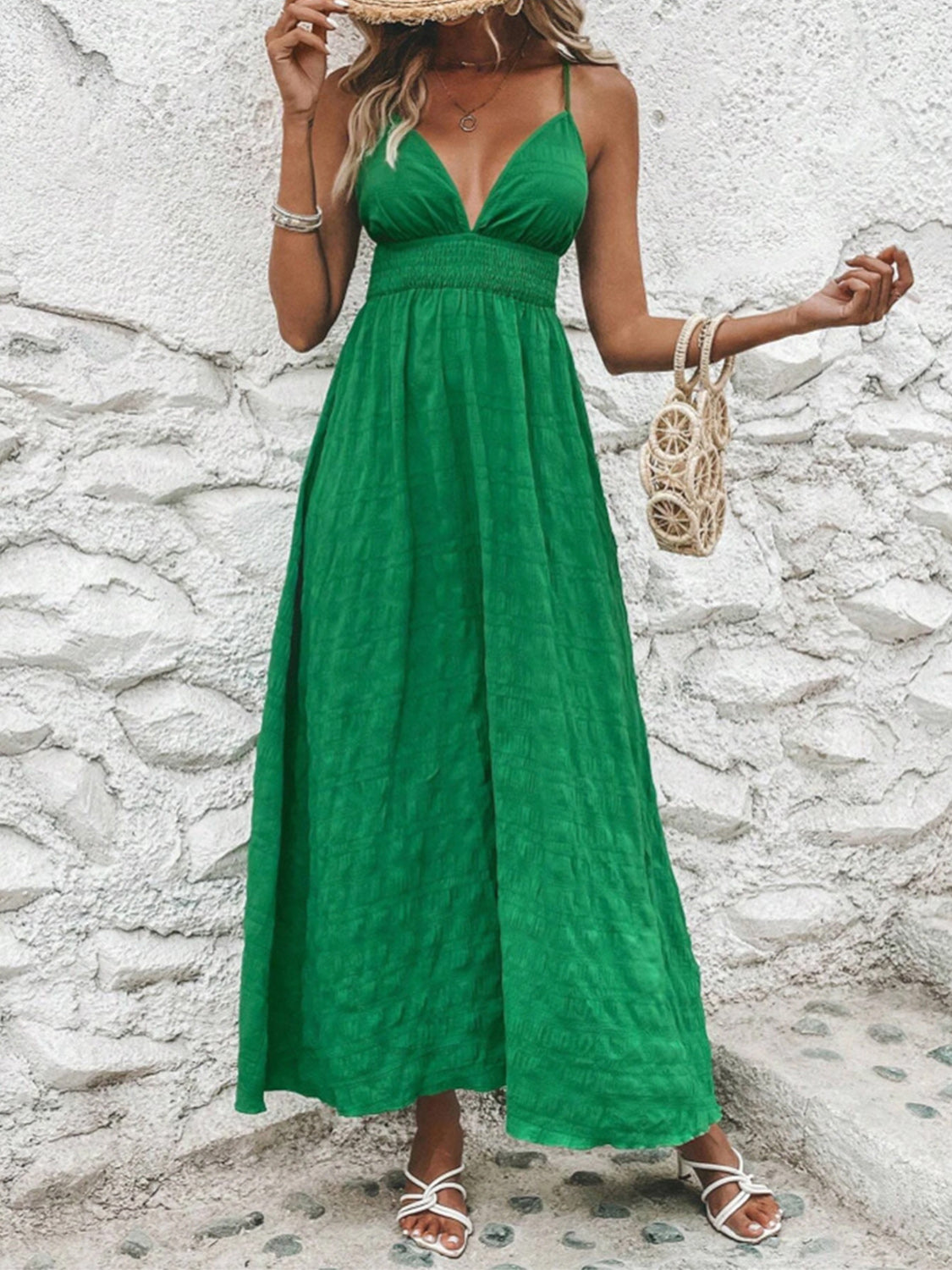 Crisscross V-Neck Maxi Cami Dress STYLE SOURCE