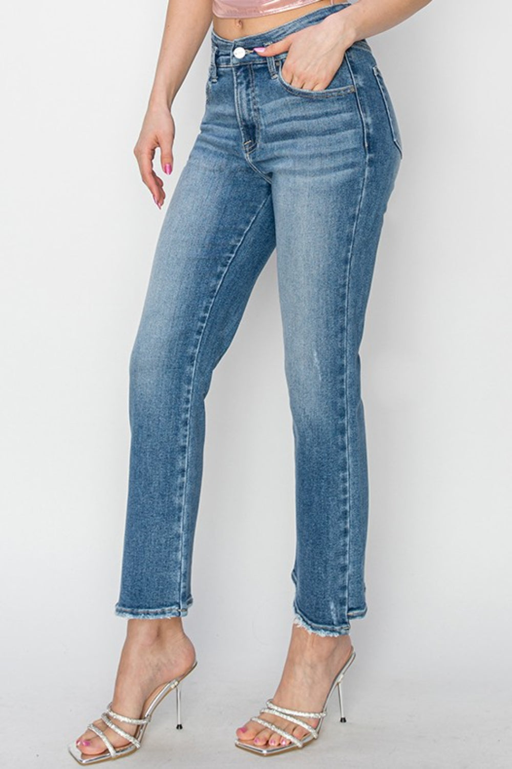 RISEN High Rise Slim Straight Jeans STYLE SOURCE