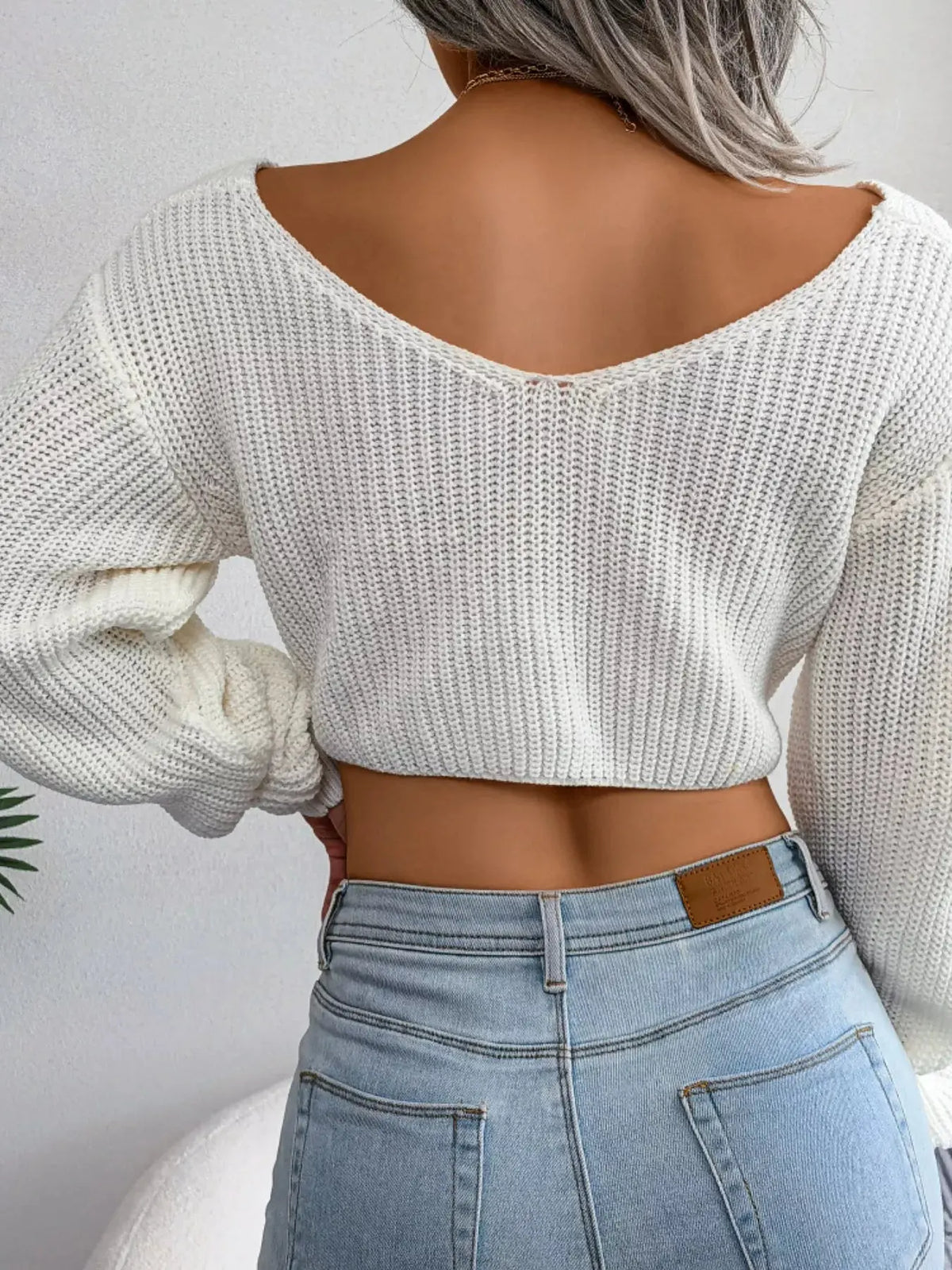 Twisted Front Cropped Sweater STYLE SOURCE