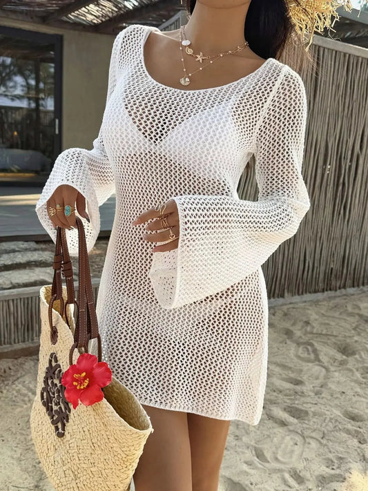 Long Sleeve Knit Cover Up Dress STYLE SOURCE