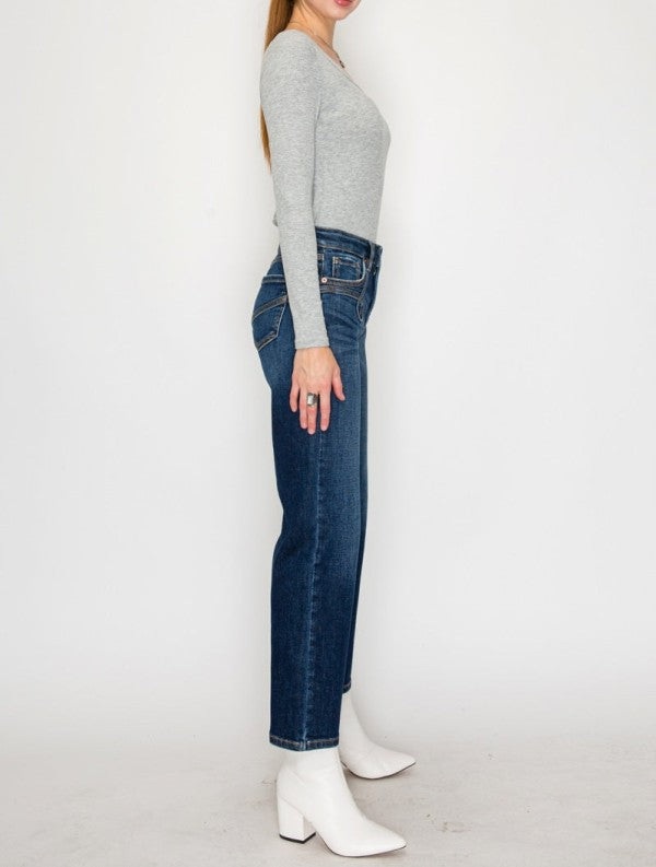 AT1029STD - High Rise Ankle Straight Jeans - Weste STYLE SOURCE